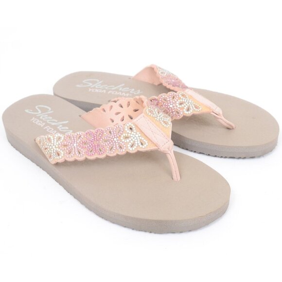 Skechers Cali Women's Meditation Flower Flip Flops Yoga Foam® Footbed Size 8 - Picture 1 of 10